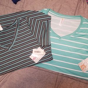 2 LuLaRoe Christy Tees NEW XS S